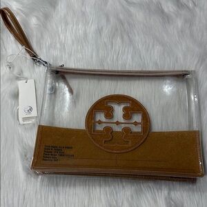 Tory Burch Transparent Wristlet with Brown Accents
Has watermarks.